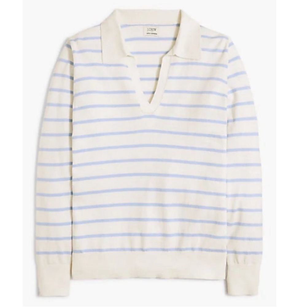 J. Crew Striped Cotton-Blend Polo Sweater